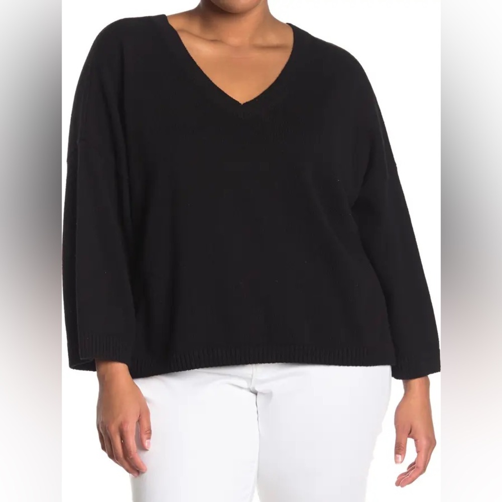 NWT Madewell Double-V Pullover. TRUE BLACK. Size Small.